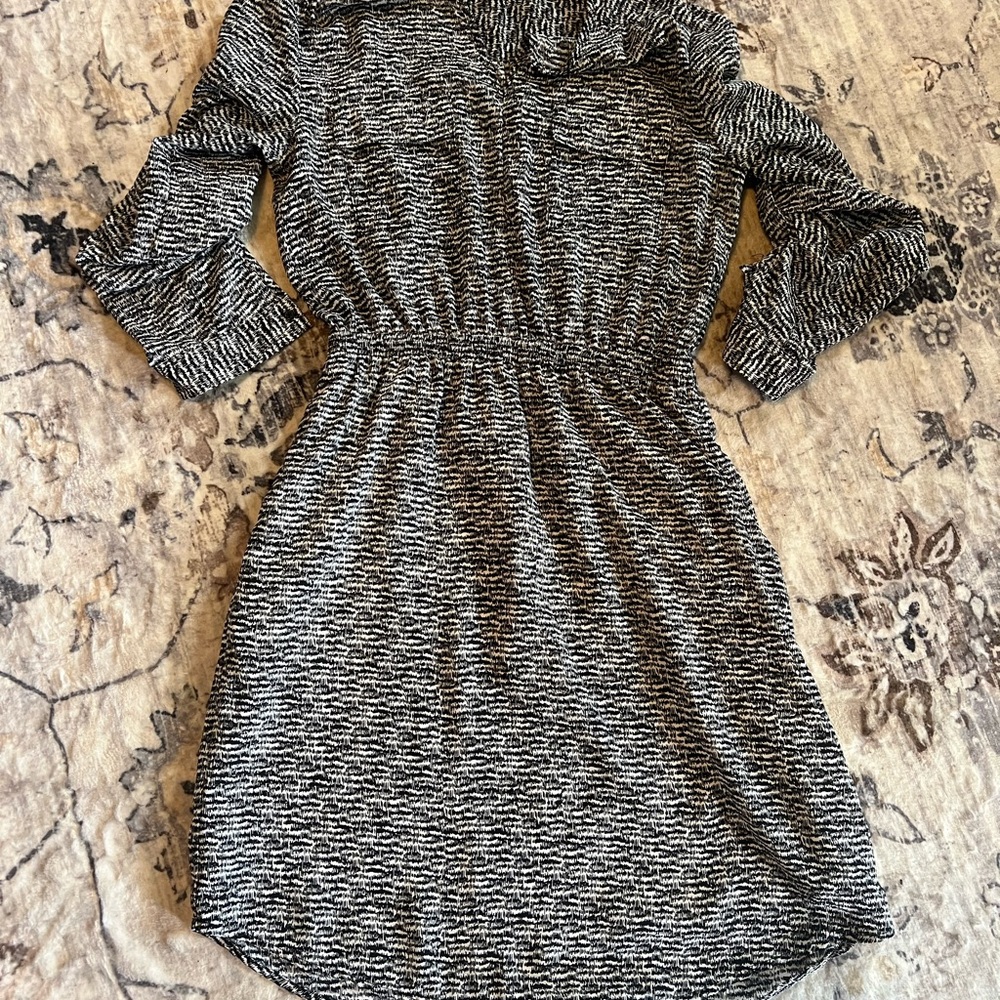 Black and White Ruffled Smocked Dress